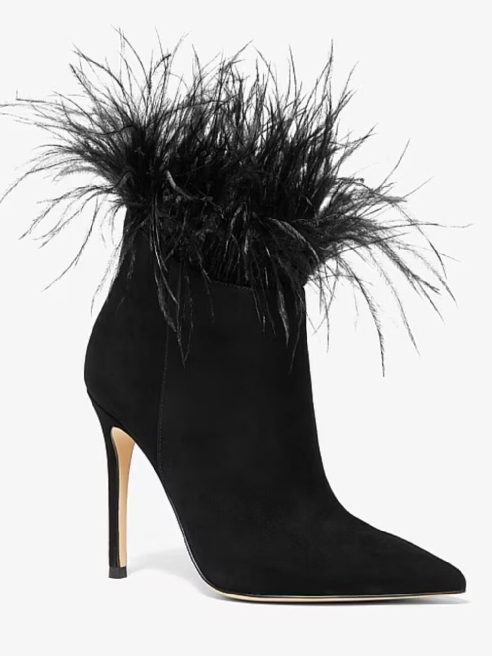 Michael Kors Whitby Feather Trim Suede Ankle Boot, 10 NIB
